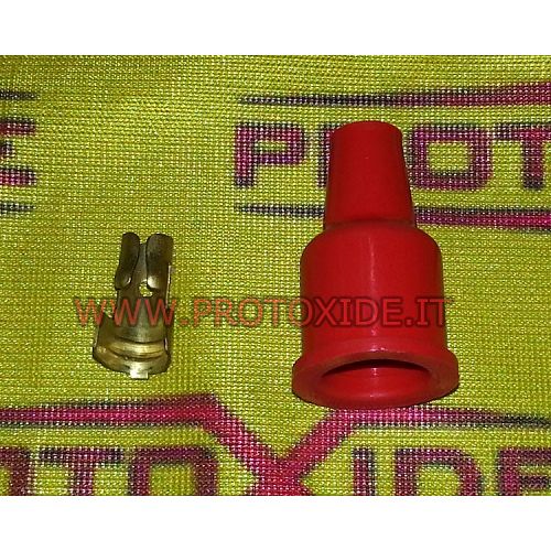 Cap and straight terminal for spark plug cable on coil or cap