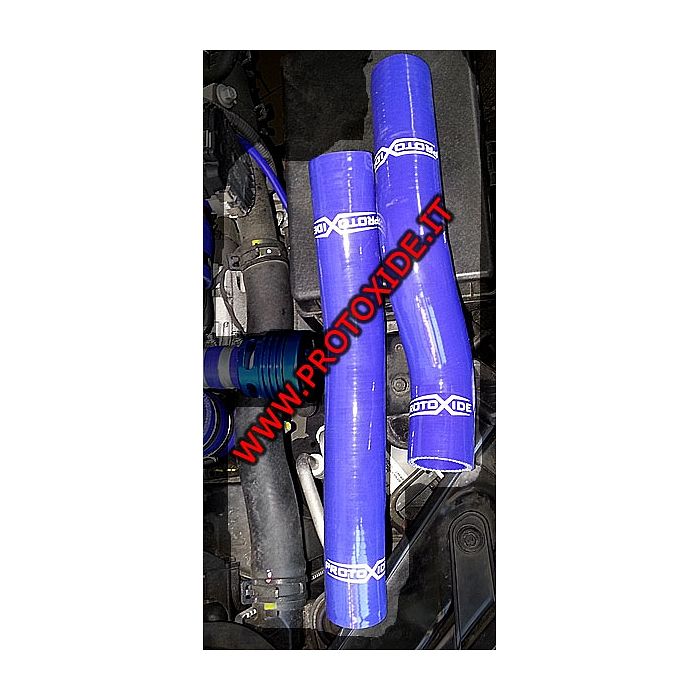 Water blue reinforced silicone hoses Hyundai Genesis 2.0 turbo 2 pcs. Specific pipes for cars