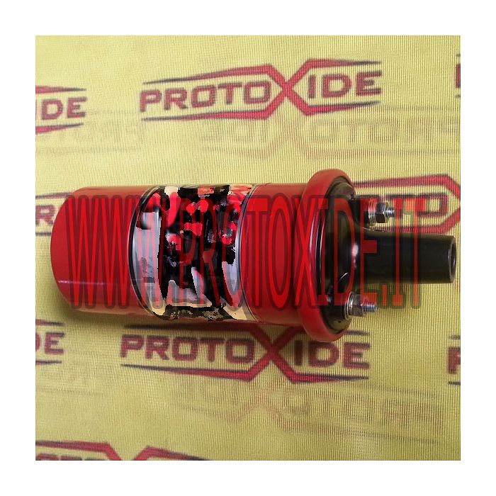 Bobina cilíndrica reforzada en rojo para sistemas con distribuidor Encendidos electrónicos y bobinas mejoradas