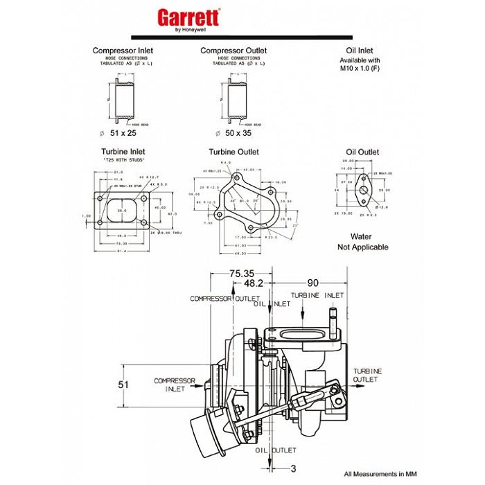 Garrett GT20 buchas turbocompressor Turbocompressores em rolamentos de competição