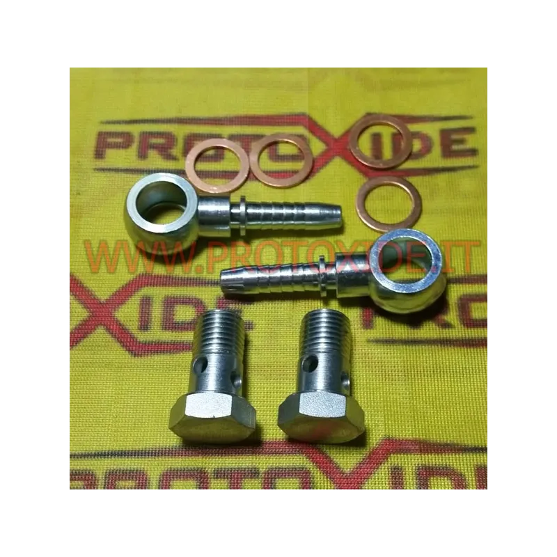 Conexiones rectas de agua para turbocompresor Garrett GT-GTX GT1446: banjo con espiga para manguera Conexiones rectas de agua para turbocompresor Garrett GT-GTX GT1446: banjo con espiga para manguera