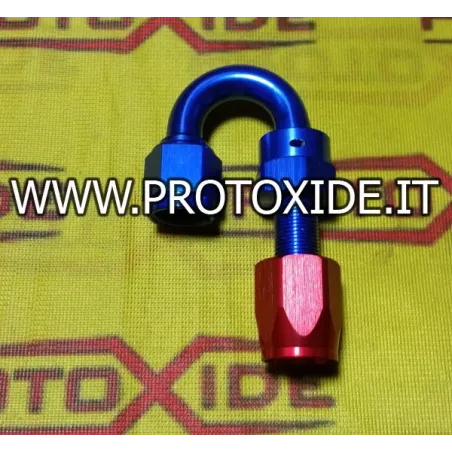 Raccordo 6AN curva 180 gradi femmina aereonautico per tubo calzato 8mm Raccordi aereonautici per tubi benzina - olio - acqua