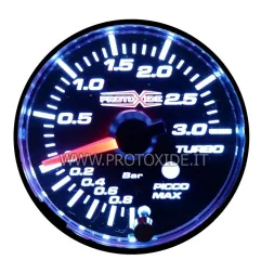 ピーク圧・アラームメモリー付きターボ用ブースト計 52mm −1〜+3 bar ターボ・燃圧・油圧用圧力ゲージ