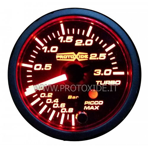 Manometro turbo con picco di pressione e memoria di allarme 52mm -1 a +3 bar Manometri pressione Turbo, Benzina, Olio