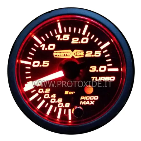 Turbolader-Manometer mit Spitzendruck und Alarm-Speicher 52 mm -1 bis +3 bar