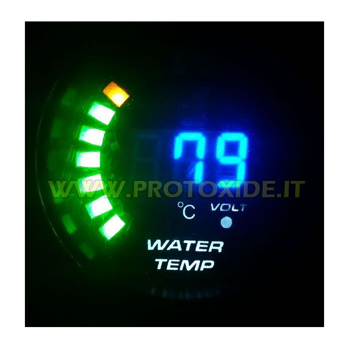 Misuratore Temperatura acqua e Voltmetro DigiLed 52mm rotondo Misuratori Temperatura