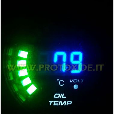 Oil temperature gauge and voltmeter DigiLed 52mm 52mm Round Instruments