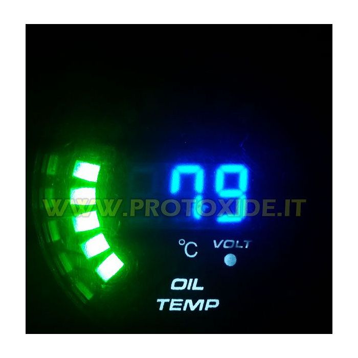 Medidor de temperatura do óleo e voltímetro DigiLed 52 milímetros Instrumentos redondos de 52 mm