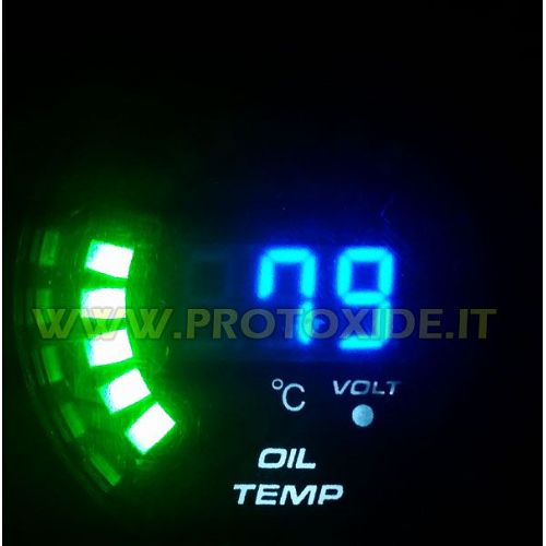 Eļļas temperatūras mērītājs un voltmetrs DigiLed 52 mm apaļš spiediena mērītājs 52 mm apaļie instrumenti