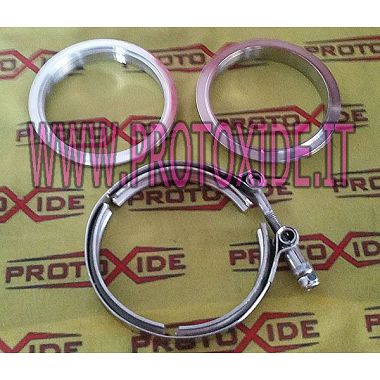 Kit fascetta Vband con flange anelli V-band 90mm marmitta scarico con anelli maschio - femmina collare inox Fascette e anelli...