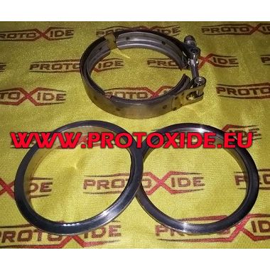 Kit fascetta collare vband con flange anelli V-band Inox 114mm per marmitta scarico con anelli maschio - femmina Fascette e a...