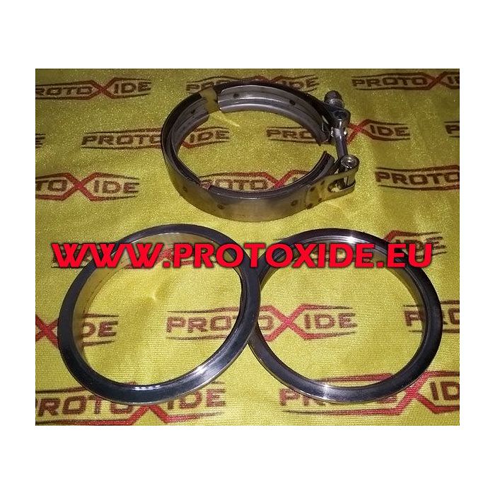 Kit fascetta vband con flange anelli V-band 114mm per marmitta scarico con anelli maschio - femmina collare inox Fascette e a...