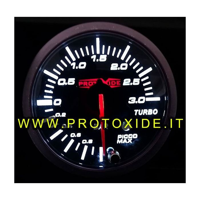 Manometro pressione Turbo -1 + 3 bar con memoria picco e allarme 60mm