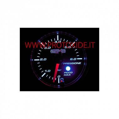 Manometer back pressure turbo 52mm up to 6 bar with peak max Pressure gauges Turbo, Petrol, Oil
