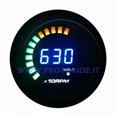 Ronde digitale toerenteller 52 mm 9990 tpm en voltmeter Motor toerenteller en shift lichten