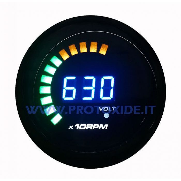 Round digiled tachometer 52mm 9990 rpm and voltmeter Engine tachometer and shift lights