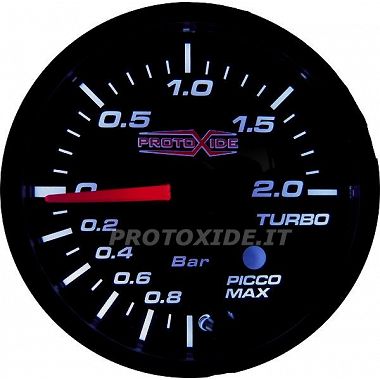 Turbo pressure gauge with peak pressure and 2 bar alarm memory with 52mm pointer Pressure gauges Turbo, Petrol, Oil