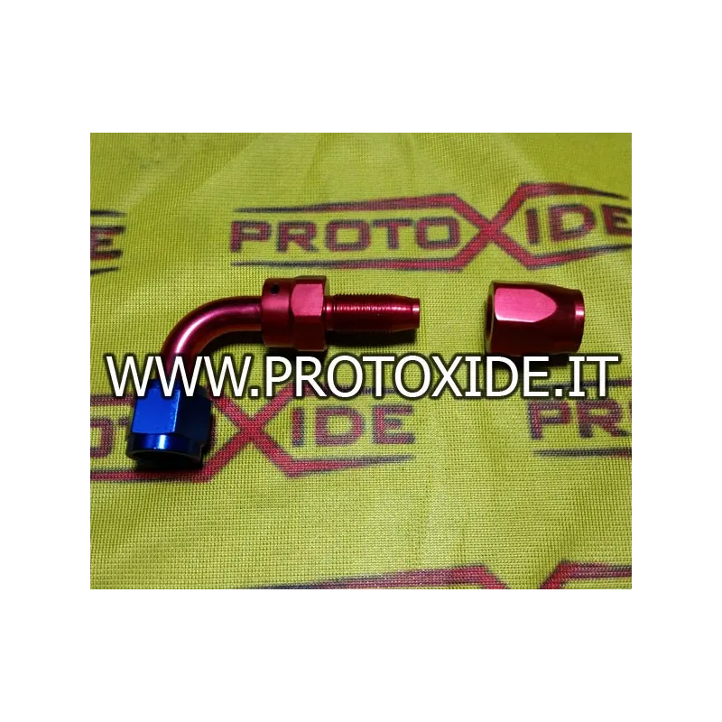 Raccordo 8AN curva 90 gradi femmina aereonautico tubo calzato 8mm