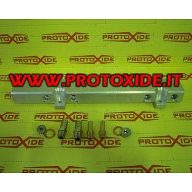 Flauto iniettori maggiorato Fiat Punto Gt - Uno Turbo 1400 - 1600 alluminio ergal Rail Flauti maggiorati per iniettori