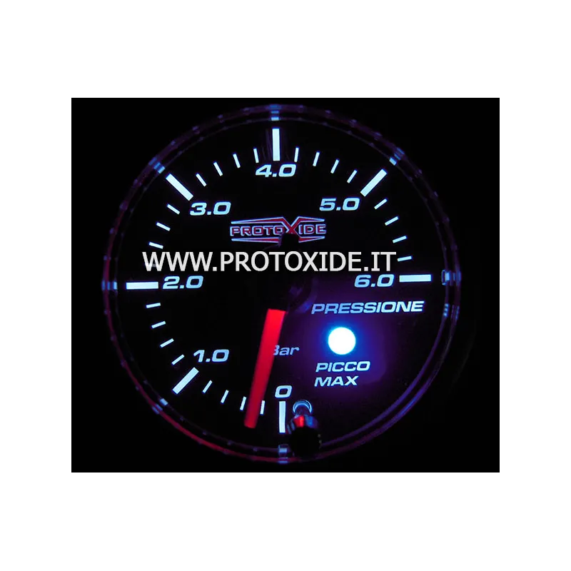 Medidor de pressão de combustível e óleo 2 em 1 com memória e pico 0-6 bar 52 mm
