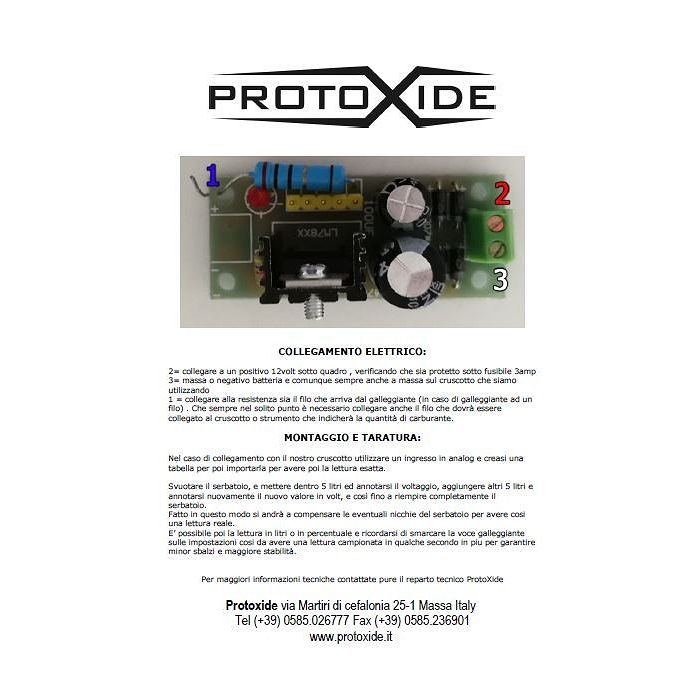 Copy of the manual instructions for a ProtoXide product Copy of the manual instructions for a ProtoXide product