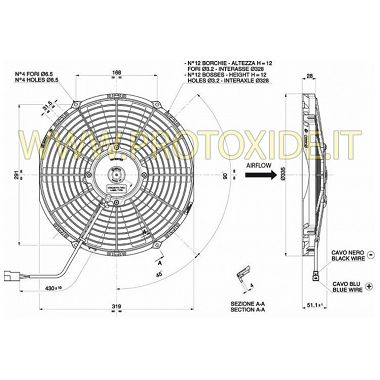 Povečan ventilator za 305 mm vodni radiator Sierra Cosworth ventilatorji