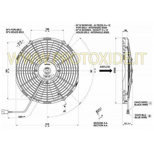Povećani ventilator za vodeni radijator Sierra Cosworth 305 mm