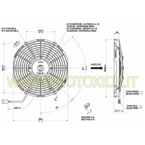 Aumento do ventilador para o diâmetro do radiador de água 290mm Fãs