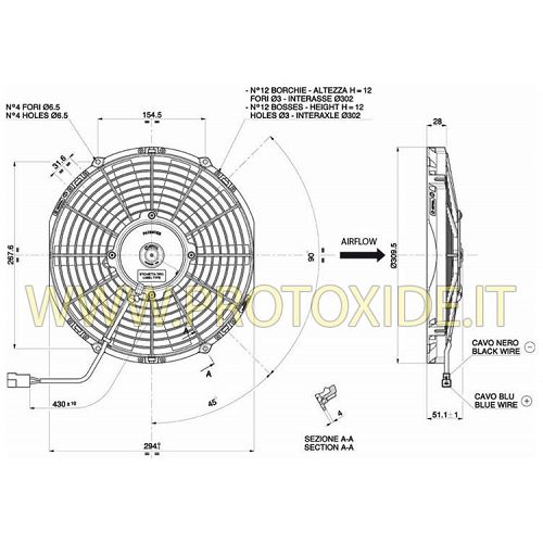 Povećani ventilator za vodeni radijator promjera 290 mm
