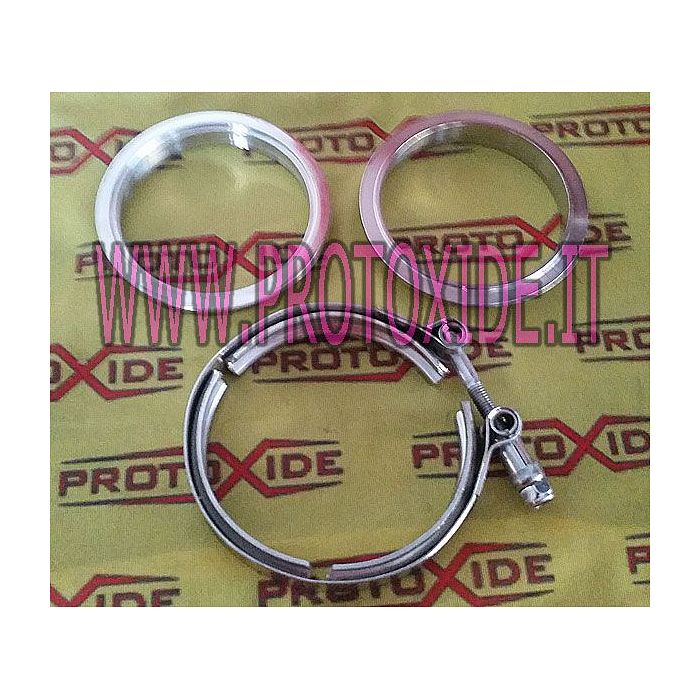 Kit fascetta Vband con flange anelli V-band 67mm marmitta scarico con anelli maschio - femmina collare inox Fascette e anelli...