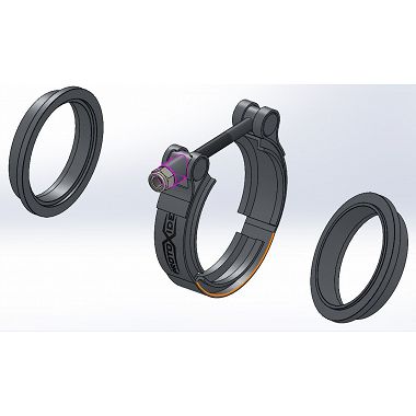 Kit de braçadeiras de colar Vband com flanges de anel de banda V de 95 mm para silenciador com macho ET - anéis femininos Gra...