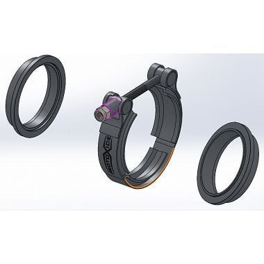 V-band svorka sada 108 - 116 mm s mužom a ženou krúžky