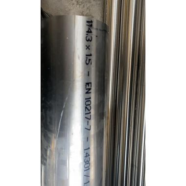 Düz paslanmaz çelik boru, dış çap 114 mm, uzunluk 1 metre Düz paslanmaz çelik borular