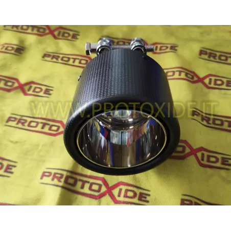 カーボン製102mmのラウンドエンドキャップは、63mmのエキゾーストパイプ用にエッジとカットが傾斜しています。 マフラーとテールパイプ