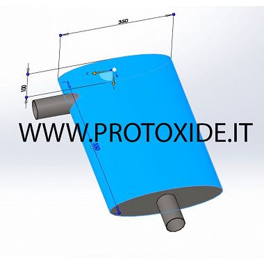 Silenziatore realizzato su misura in acciaio inox ovale ingresso-uscita 90 GRADI Marmitte e terminali di scarico