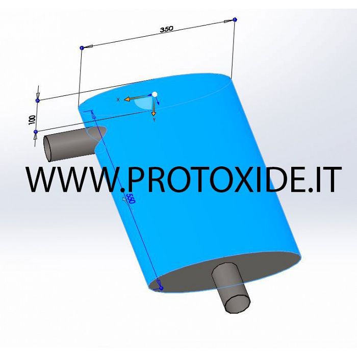 Silenziatore realizzato su misura in acciaio inox ovale ingresso-uscita 90 GRADI Silenziatore realizzato su misura in acciaio inox ovale ingresso-uscita 90 GRADI