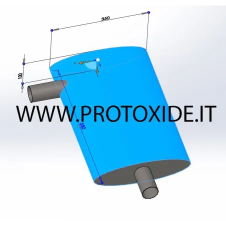 Lyddæmper efter mål i oval rustfrit stål 90 GRADER indløbsudløb Lyddæmpere og udstødningsrør