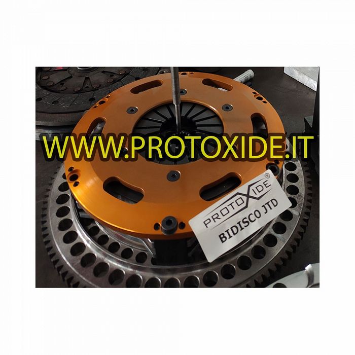 Kit Volano acciaio monomassa frizione rinforzata bidisco rame Fiat Bravo 150hp 1900 MJTD 16v Kit volani acciaio frizione BIDI...