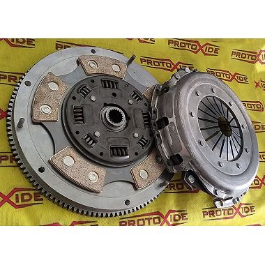 Kit Steel flywheel + copper clutch 4 plates + reinforced pressure plate Fiat Motori Fire increased diameter Steel flywheel ki...