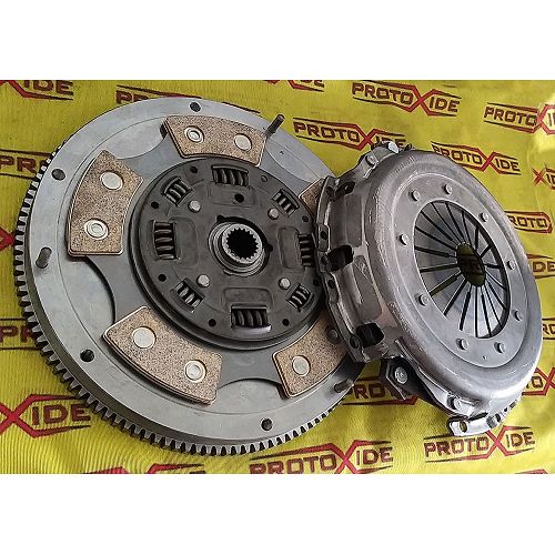 Kit Volant d'inercia d'acer + embragatge de coure 4 plaques + placa de pressió reforçada Fiat Motori Fire augmentat diàmetre ...