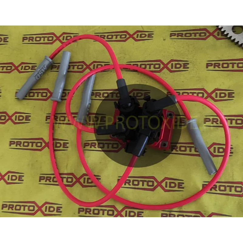 Augstas vadītspējas sarkanie Fiat Punto GT aizdedzes sveču kabeļi ar MSD Ford spoles savienojumu