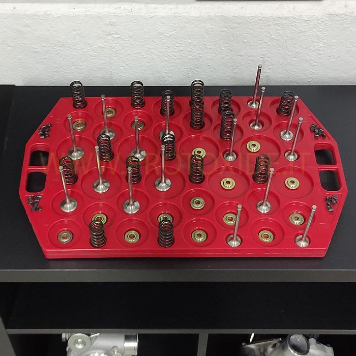 Soporte de recipiente para válvulas, placas de resorte de válvula rojas