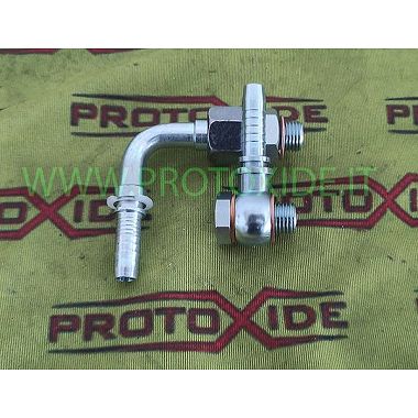 Raccordi acqua turbocompressore Garrett GT- GTX GT1446 1 raccordo dritto e 1 raccordo a 90 gradi con portagomma Tubi olio e r...