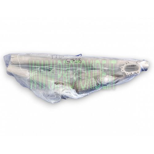 Downpipe scarico Garrett GT28 -GTX28 maggiorato Audi Volkswagen 2000 TSFI senza catalitico 76mm con centrale