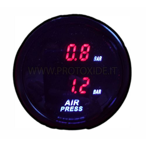 Double display turbo pressure gauge with 2 round boost sensors 52mm Turbo, Petrol, Oil pressure gauges