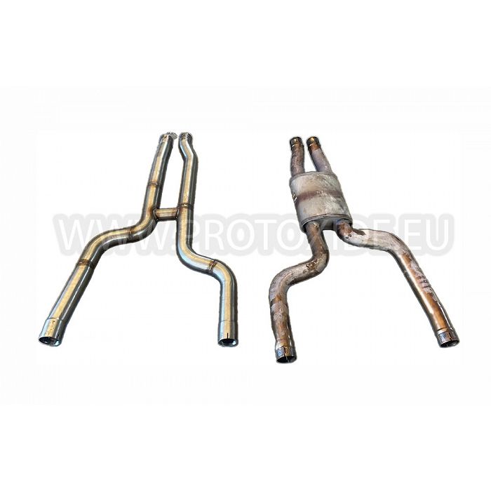 Scarico centrale libero maggiorato Alfa Romeo Giulia Quadrifoglio sportivo doppio tubo X acciaio inox Scarico centrale libero maggiorato Alfa Romeo Giulia Quadrifoglio sportivo doppio tubo X acciaio inox