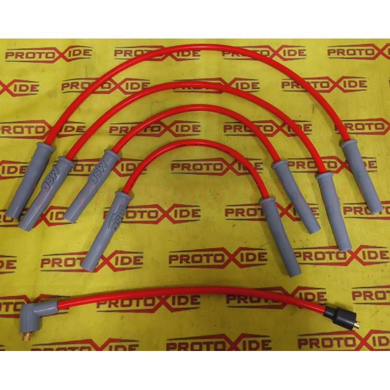 Cables de bugia d'alta conductivitat de 8V per a Fiat Punto Fire Engine 1100, casquets vermells llargs amb distribuïdor