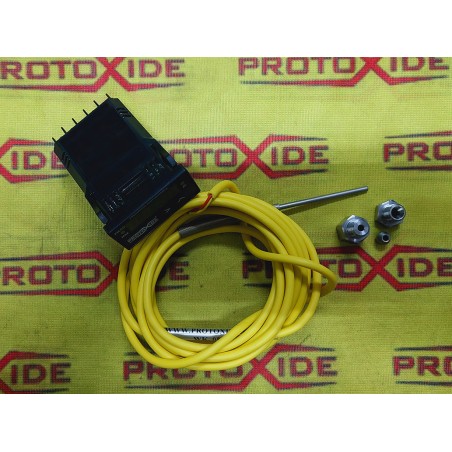 Medidor de temperatura de gases de escape EGT Kit compacto - memoria de pico con sonda K amarilla y racor inox sujetasonda Me...