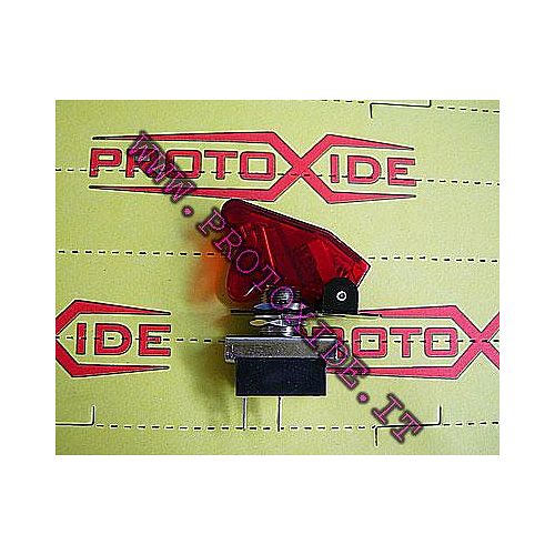 Interrupteur de type militaire, interrupteurs et boutons baby go de couleur rouge transparent