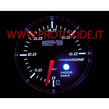 Manometro Pressione Benzina Olio 52mm con memoria 0-6bar Tlakoměry Turbo, Benzín, Olej